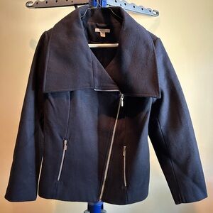 New Isaac Mizrahi Navy Moto Jacket with Asymmetrical Zip - 8